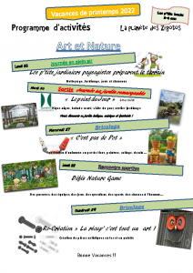 Programme P’tits bouts 3-6 ans printemps 2022